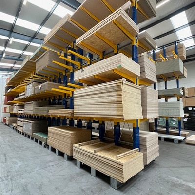 Cantilever Racking for Panel Products which has been manufactured, supplied and installed by S.E.M.CO - a leading manufacturer and supplier of heavy duty warehouse and yard racking